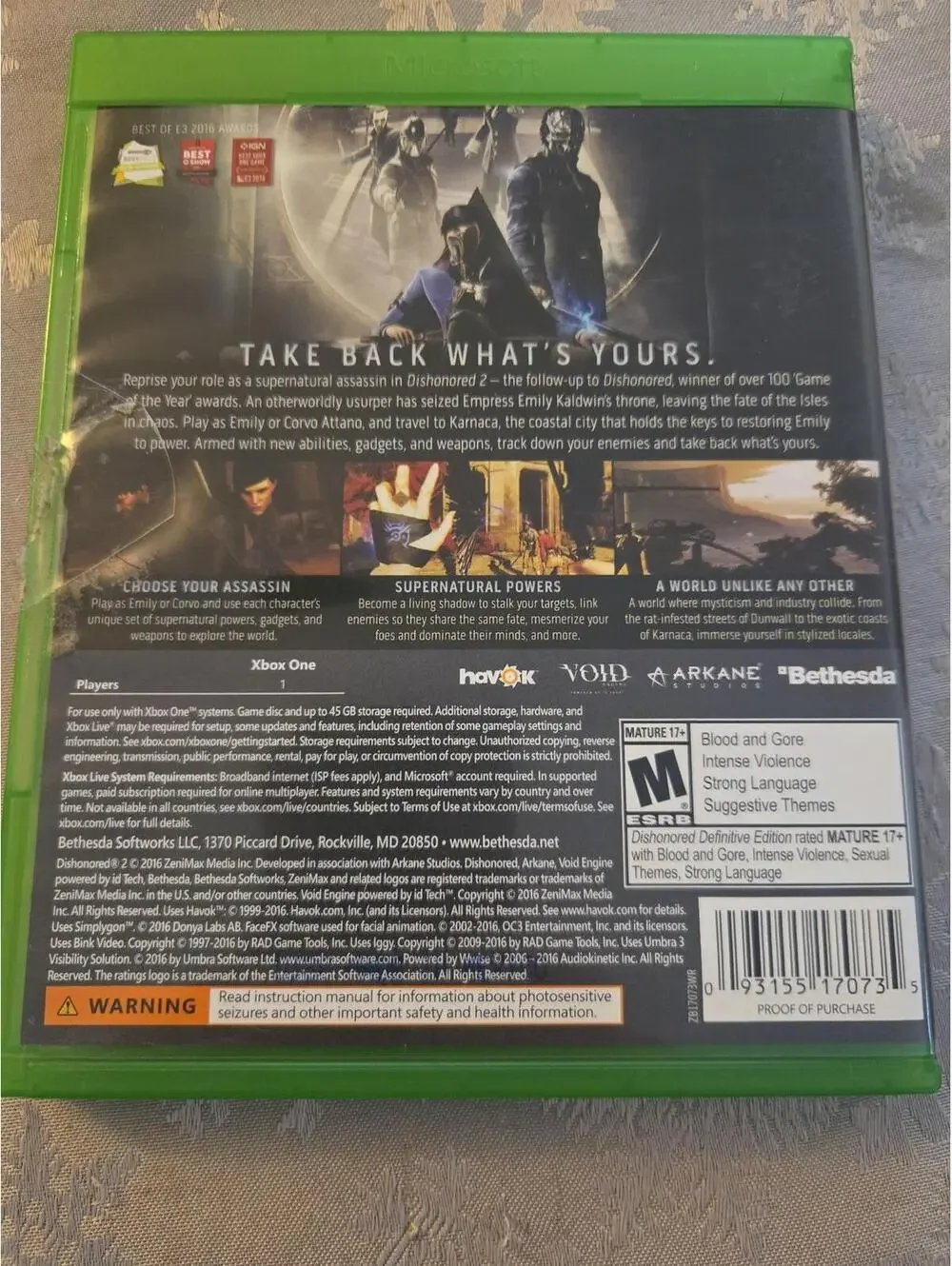 Dishonored 2 Limited Edition - Xbox One (Includes Dishonored Definitive Edition)